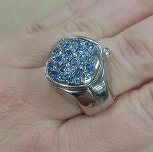 New Size 7 Ladies Ring Watch Stainless Steel Stretch Band